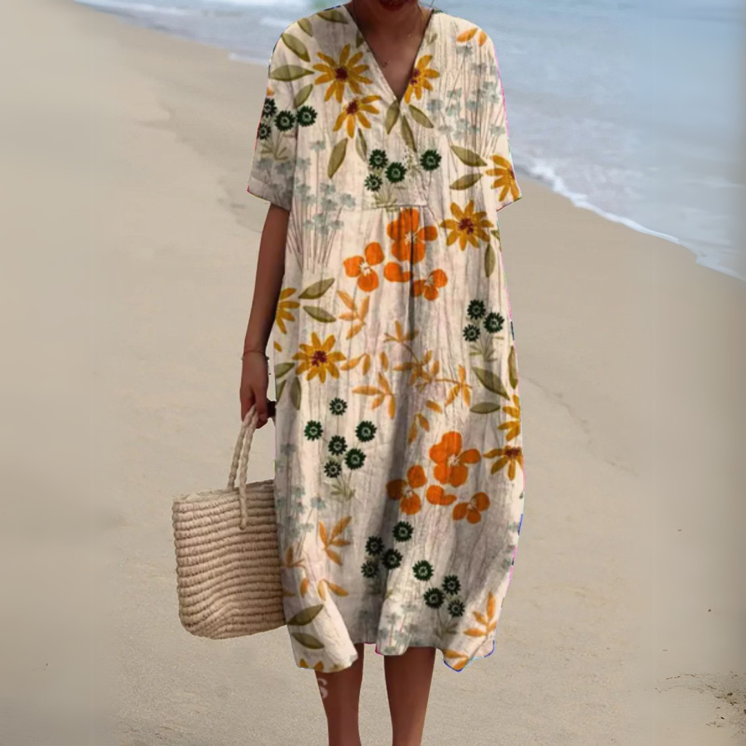 Audrey - Elegant Floral Pattern Dress