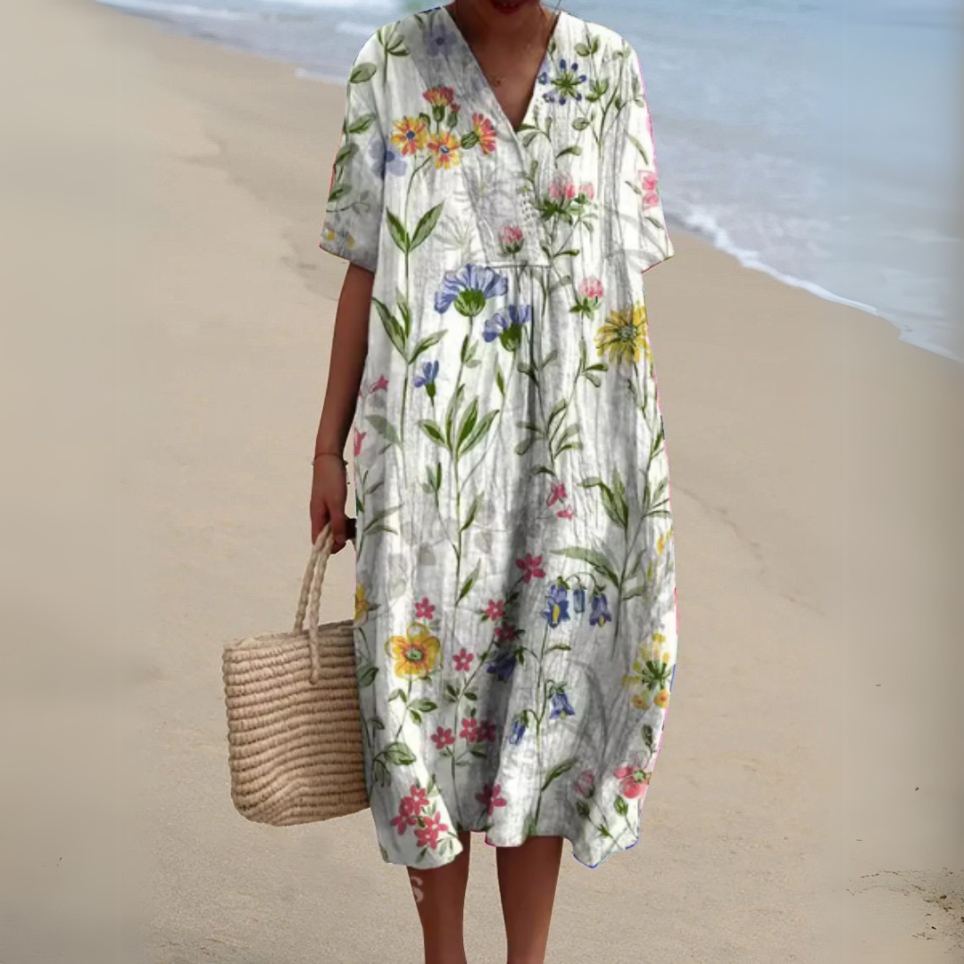 Audrey - Elegant Floral Pattern Dress