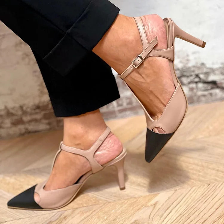 Evelyn - Two-Tone Pointed Court Shoe