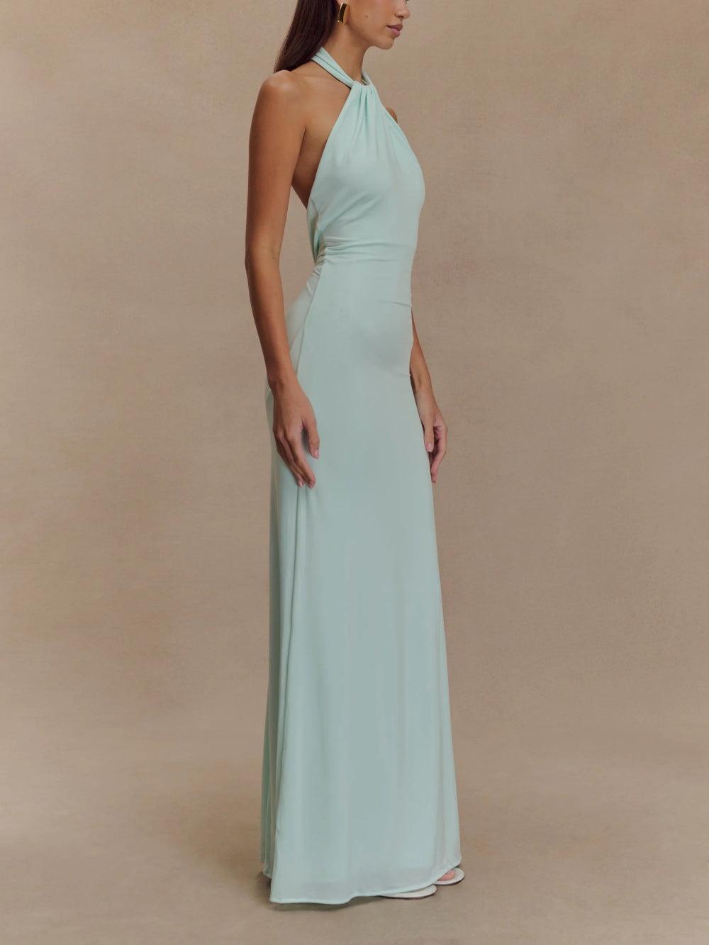 Celeste | Fitted Maxi Dress with Halter Neck