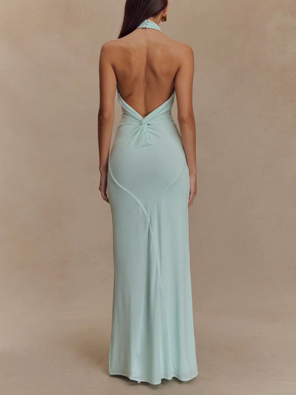 Celeste | Fitted Maxi Dress with Halter Neck