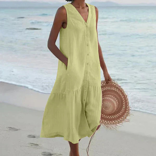 Luna Vela | V-Neck Sleeveless Shirt Dress