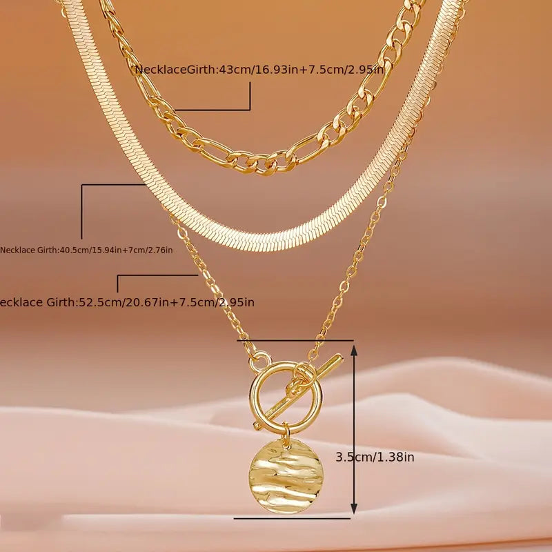 Layered necklace with textured pieces Savira | Gold