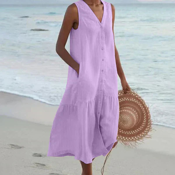 Luna Vela | V-Neck Sleeveless Shirt Dress
