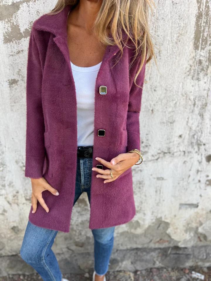 MARCE | Casual single-button coat in thick fabric with lapels
