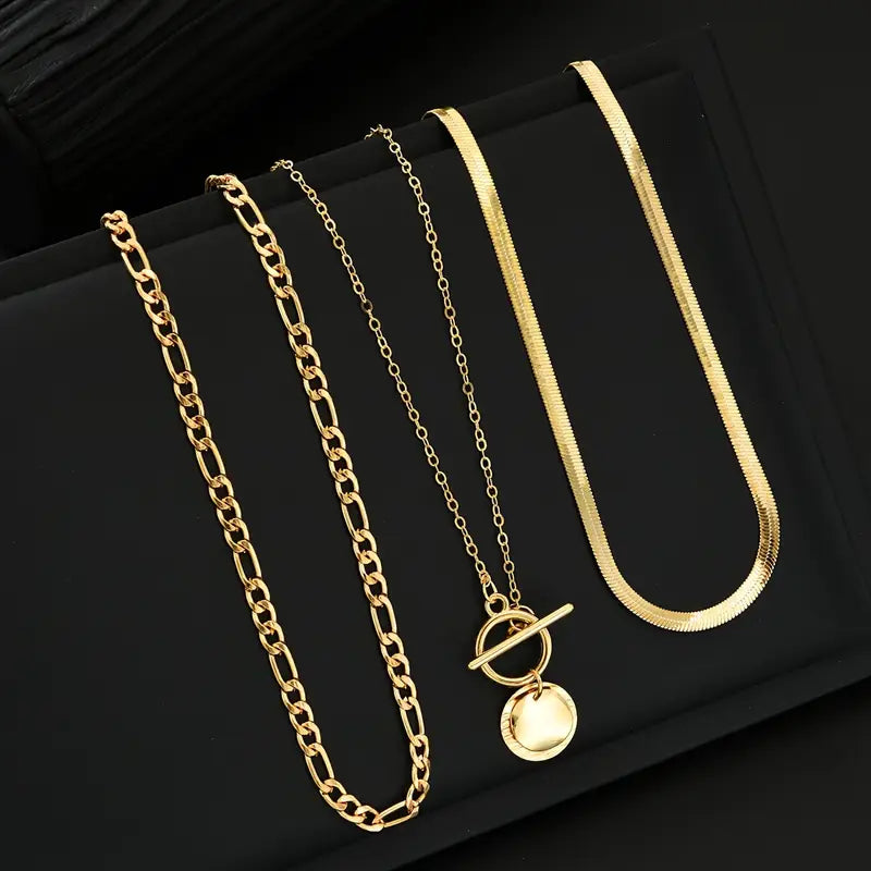 Layered necklace with textured pieces Savira | Gold