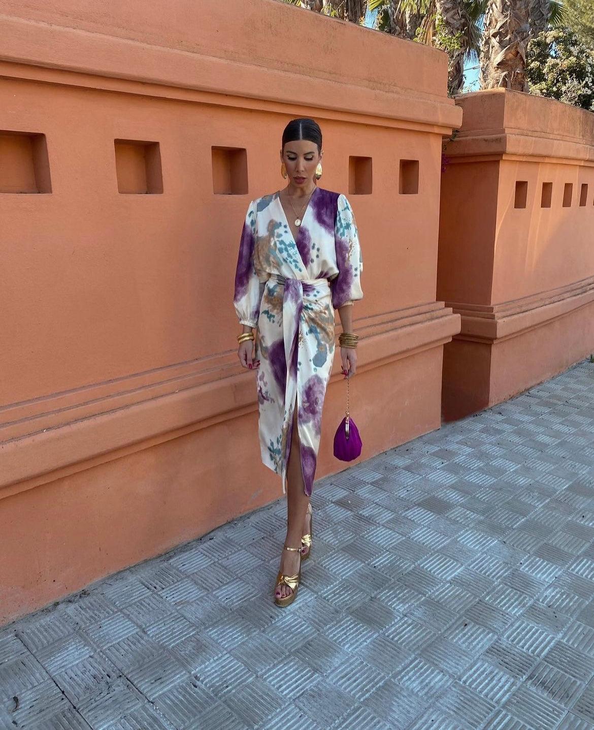 Women's Tie-Dye Maxi Dress with Wrap Front