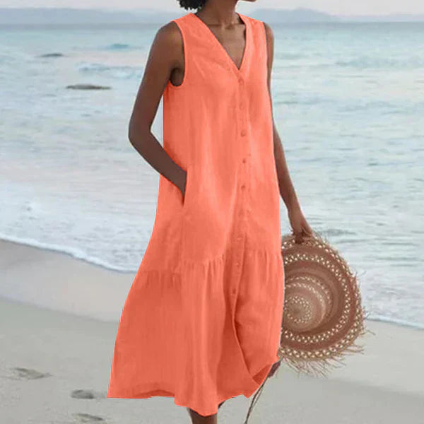 Luna Vela | V-Neck Sleeveless Shirt Dress
