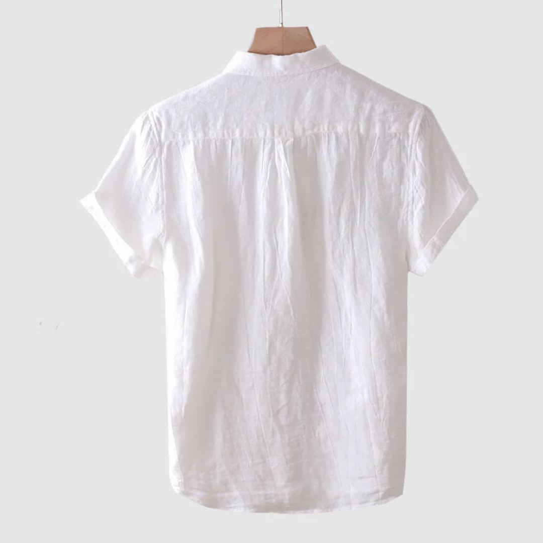 Mens Short Sleeve Linen Shirt with Buttons