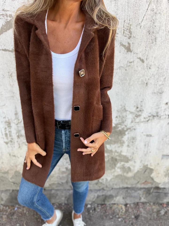 MARCE | Casual single-button coat in thick fabric with lapels