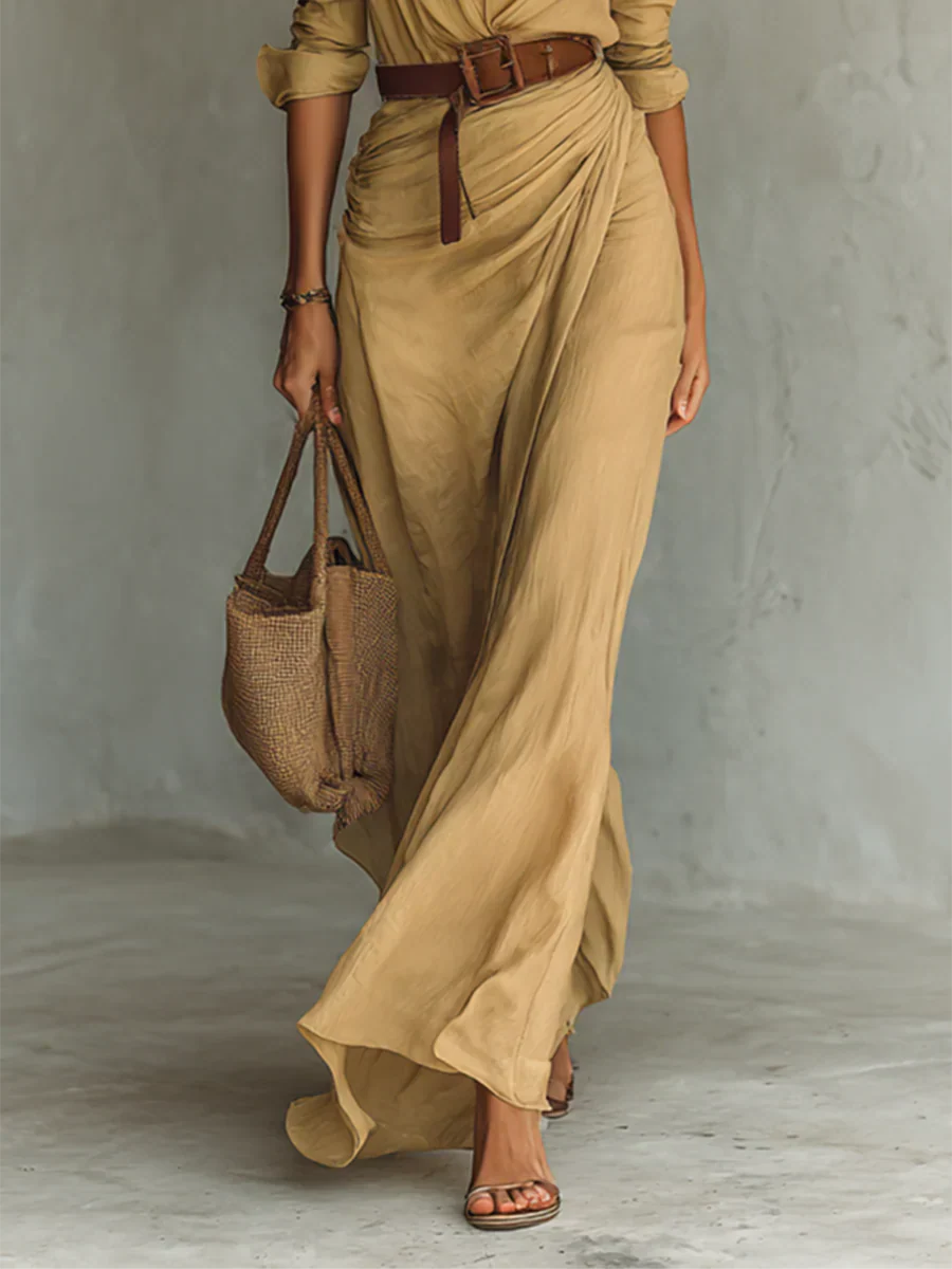 Rosa | Long flowing dress with belt