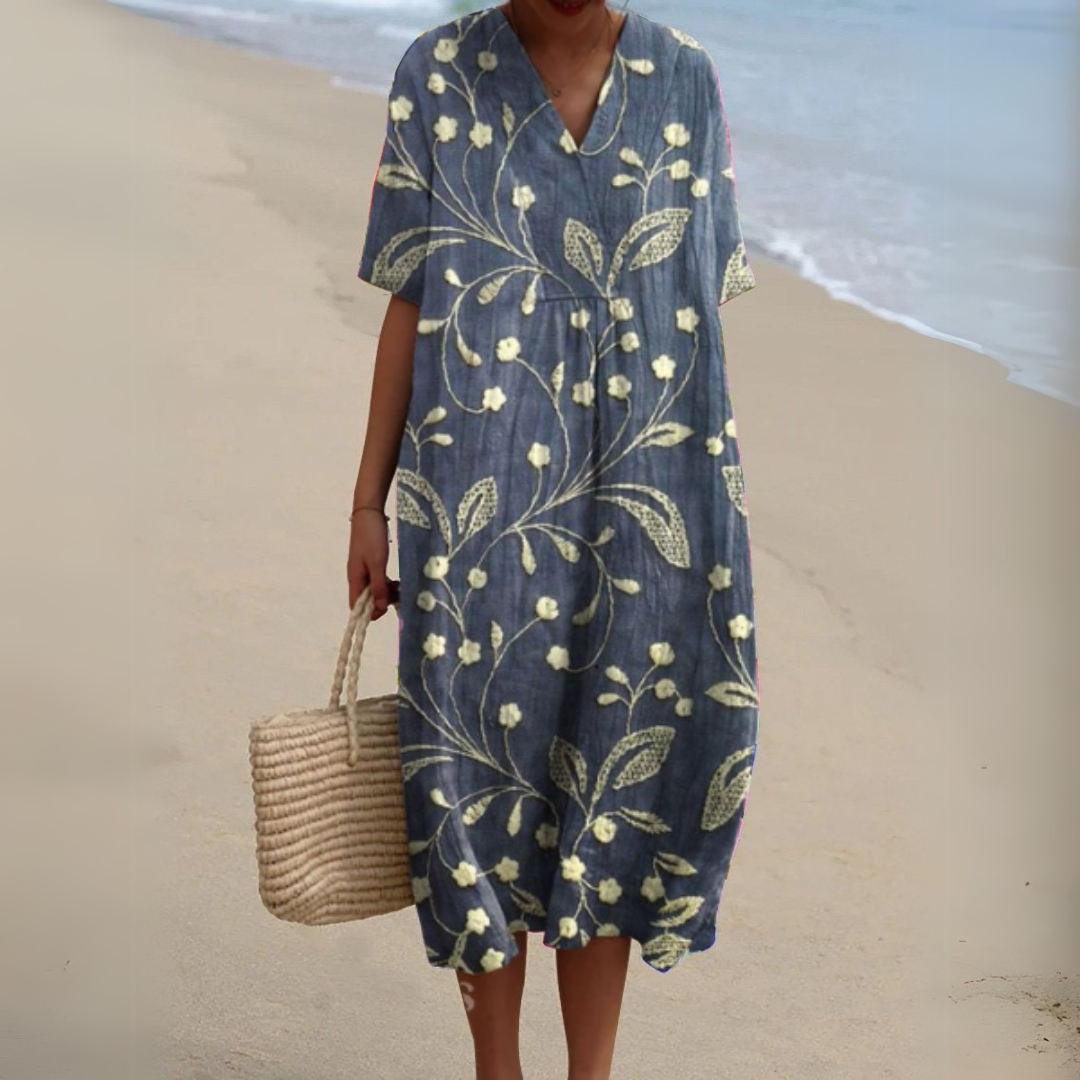 Audrey - Elegant Floral Pattern Dress