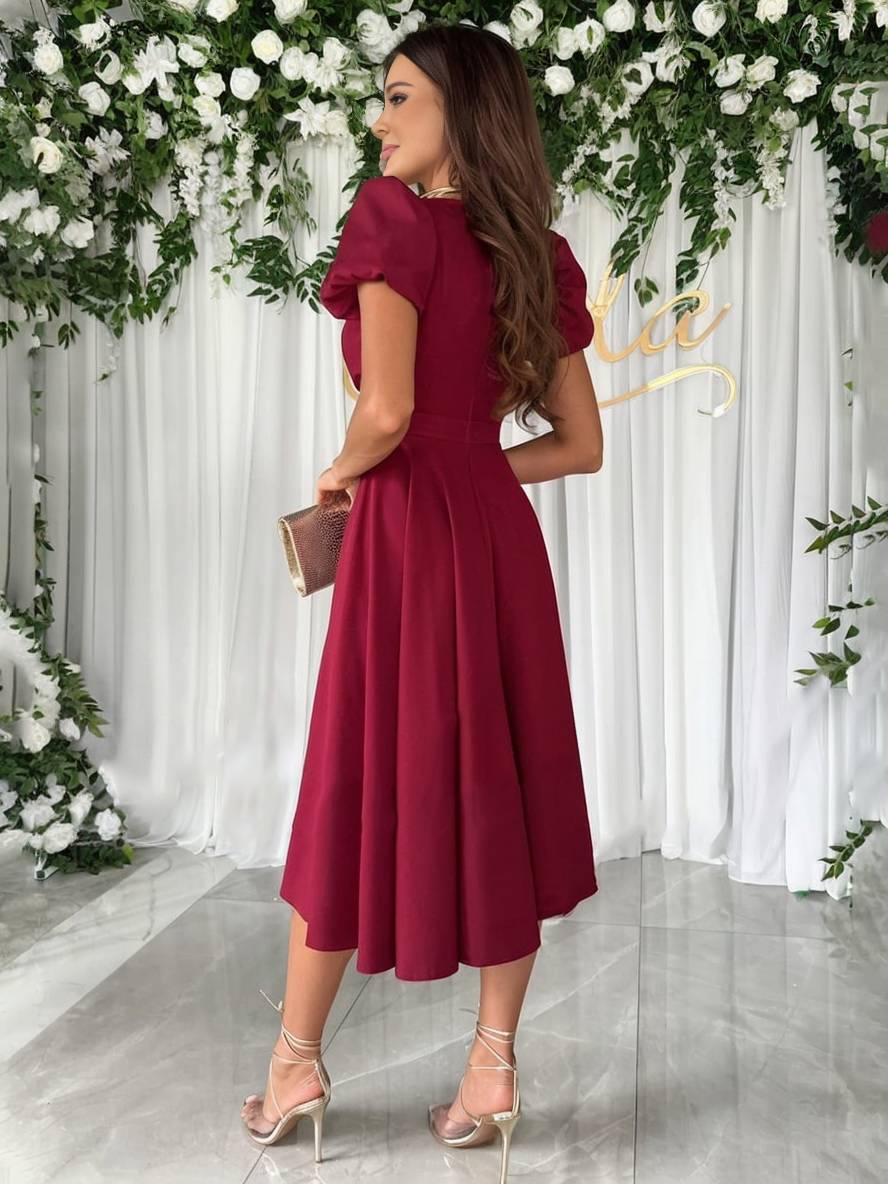 Julie Women's Dress – V-Neck, Short Ruffled Sleeves and Elegant Lightweight Cut for Bridesmaids