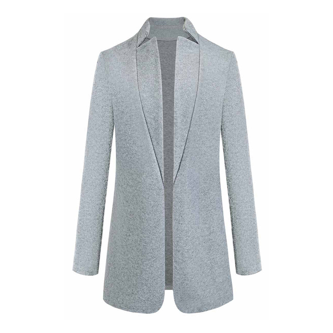 Women's Long Wool Trench Coat with Stand Collar and Sleek Fit