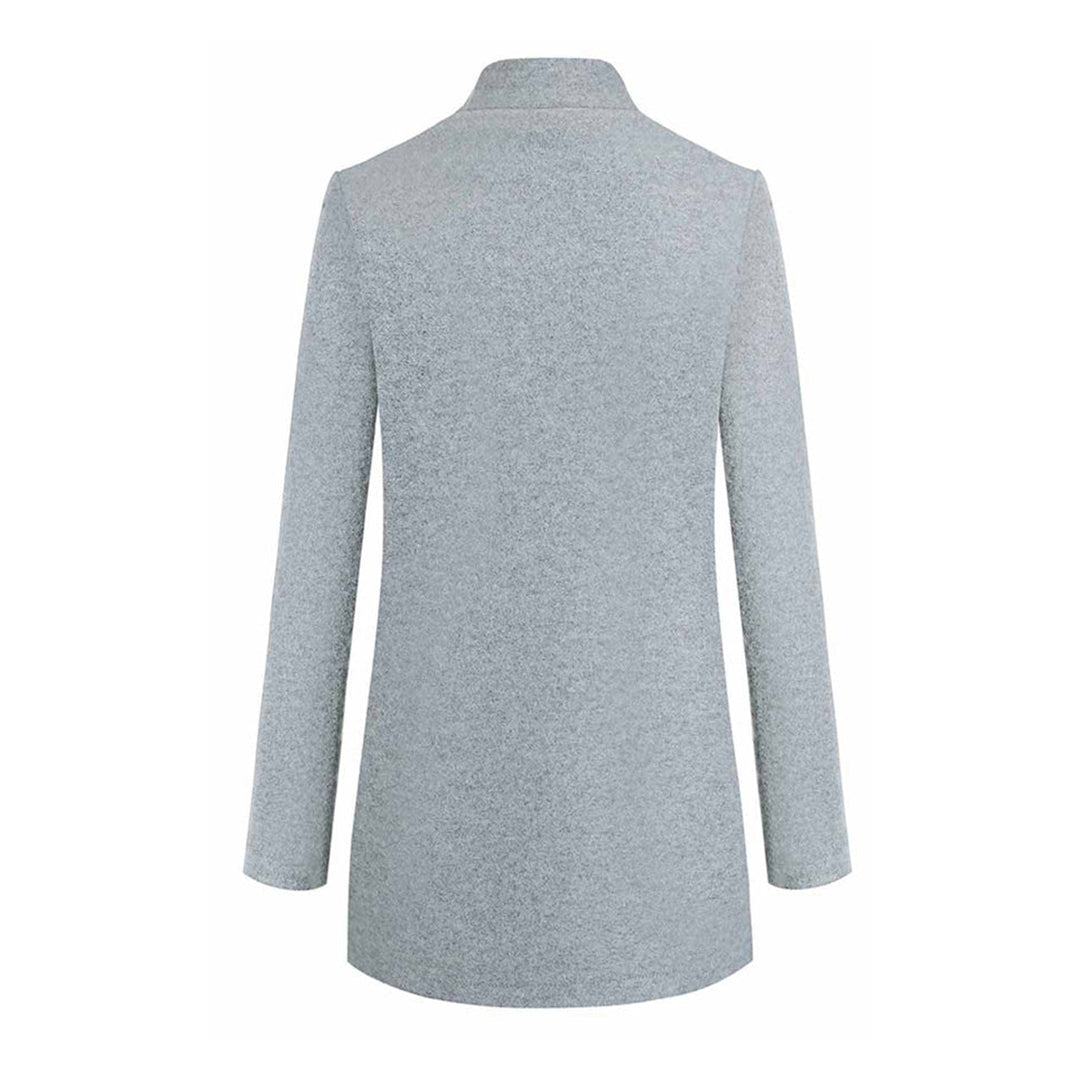 Women's Long Wool Trench Coat with Stand Collar and Sleek Fit