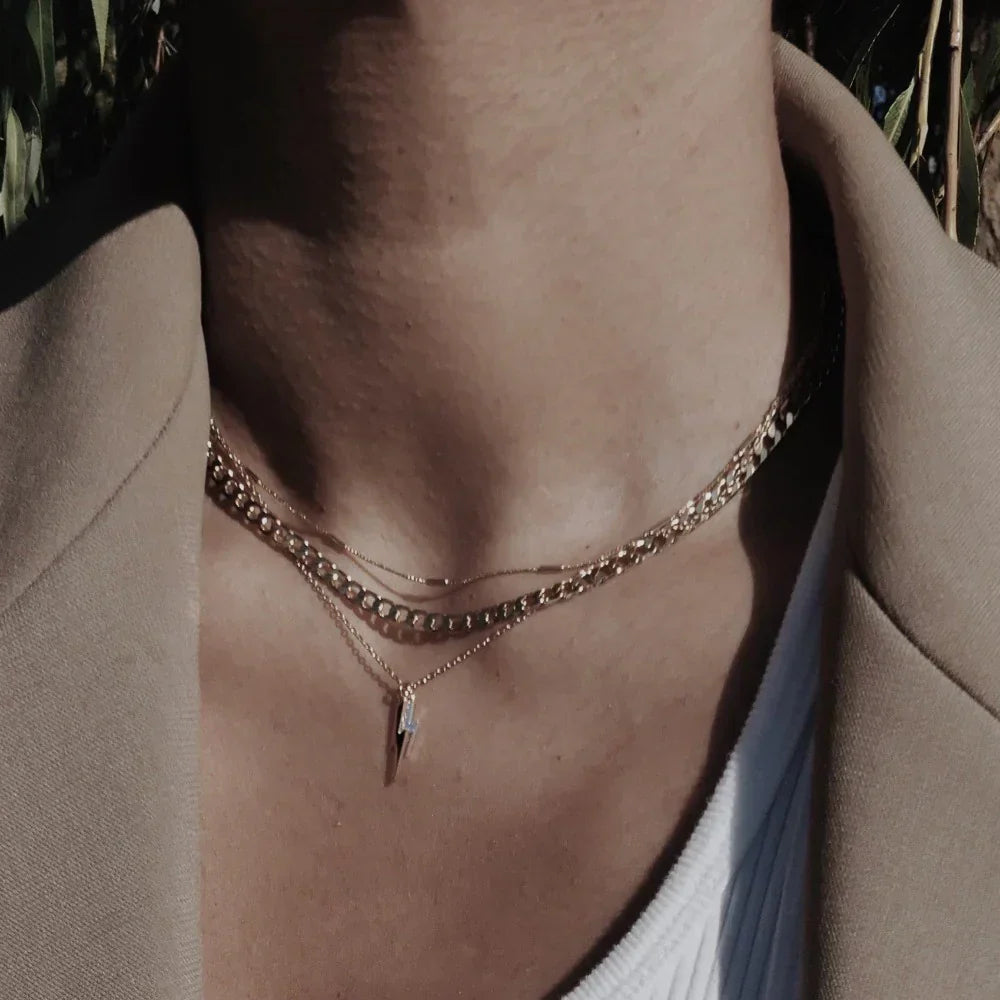 Flat Link Chain Necklace | Gold