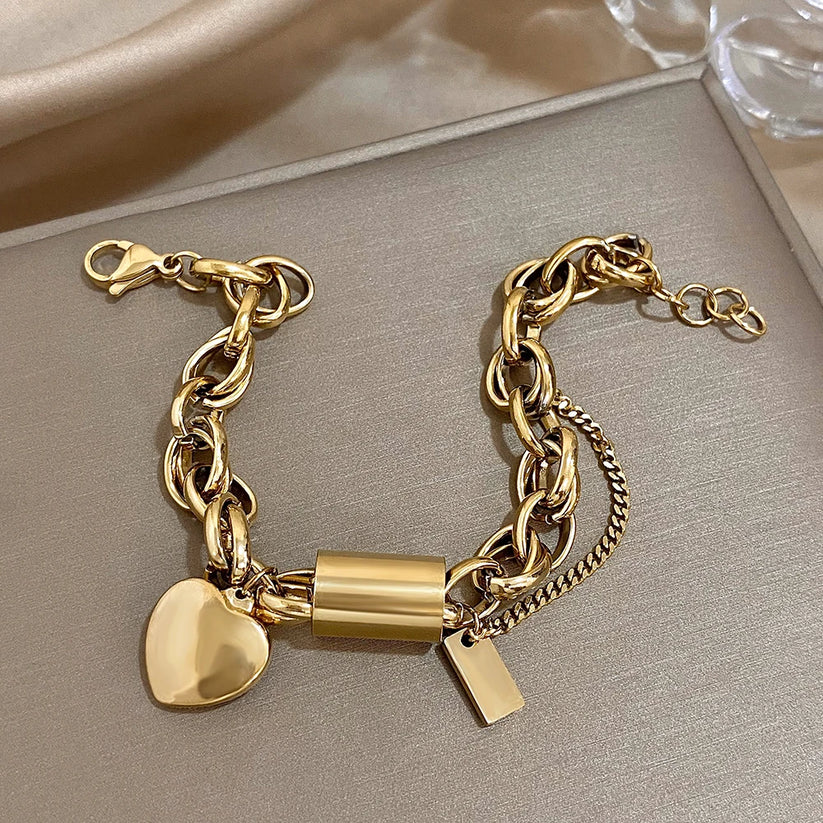 Chunky Heart Bracelet | Gold