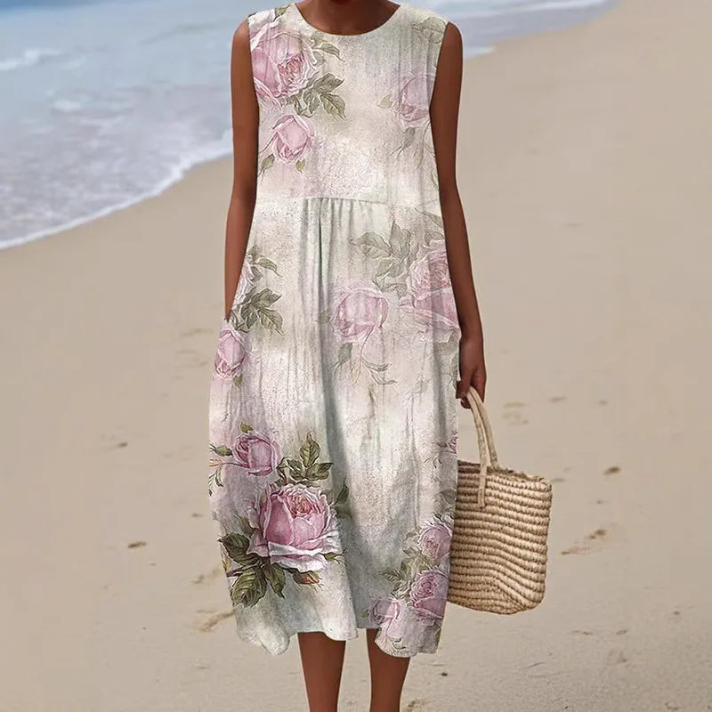 Adelina | Floral Patterned Patchwork Summer Maxi Dress