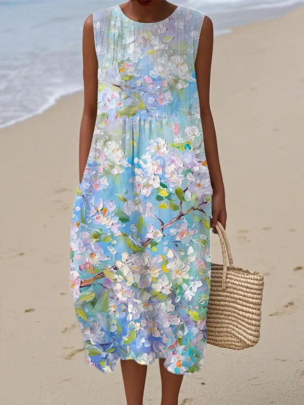 Adelina | Floral Patterned Patchwork Summer Maxi Dress