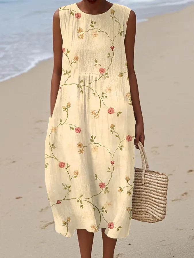 Adelina | Floral Patterned Patchwork Summer Maxi Dress