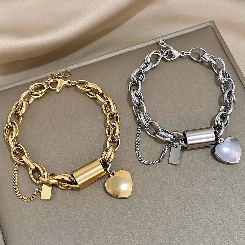 Chunky Heart Bracelet | Gold