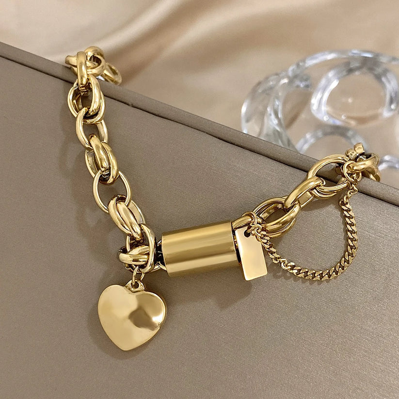 Chunky Heart Bracelet | Gold