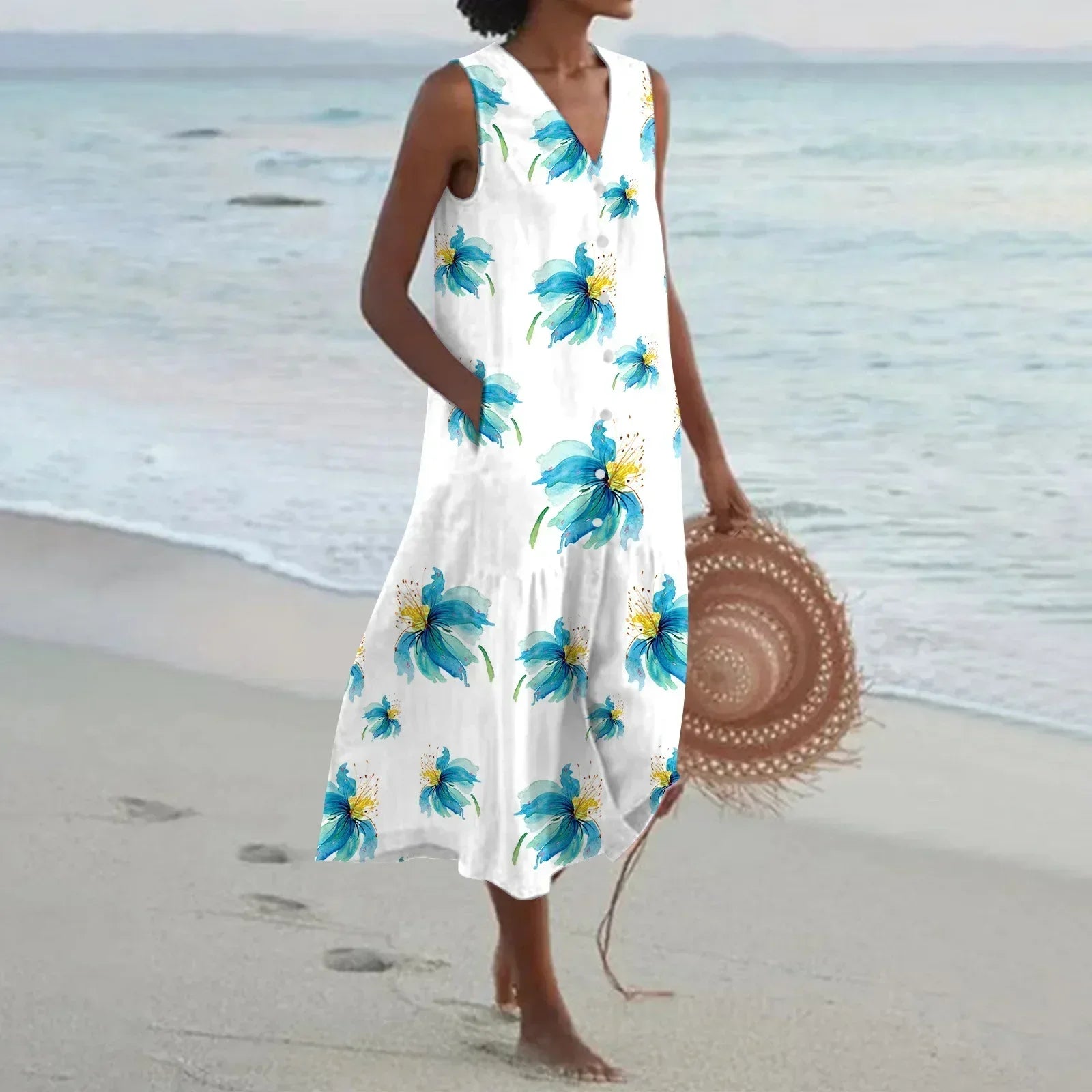 Giulia Floral Print Flared Maxi Dress