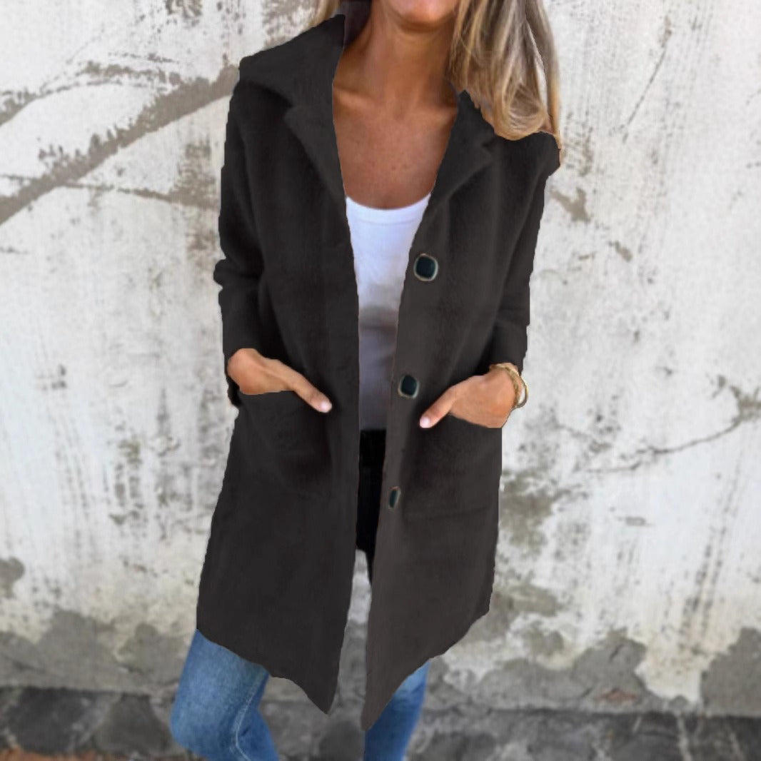 MARCE | Casual single-button coat in thick fabric with lapels