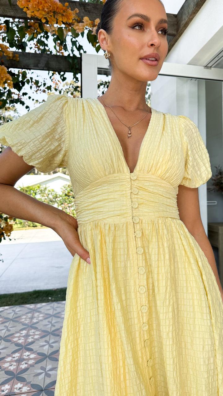 Women's Elegant Maxi Dress with Button Front and Flowing Sleeves
