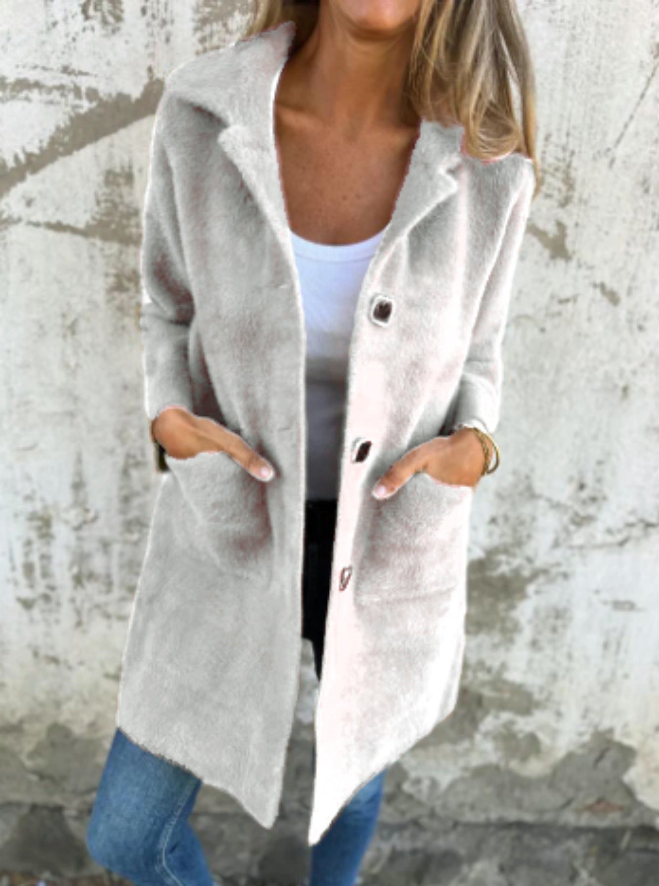 MARCE | Casual single-button coat in thick fabric with lapels
