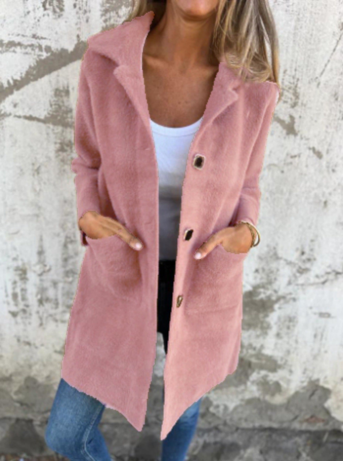 MARCE | Casual single-button coat in thick fabric with lapels