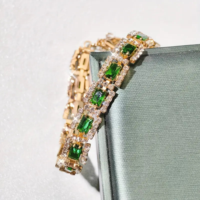 Emerald Green Statement Bracelet | Gold