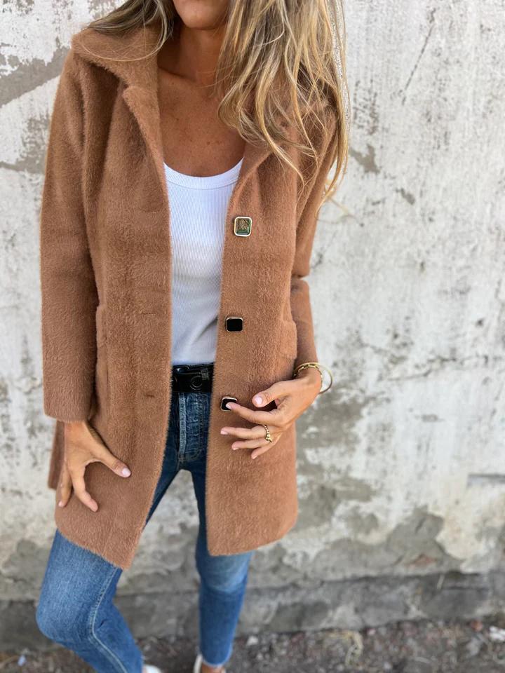 MARCE | Casual single-button coat in thick fabric with lapels