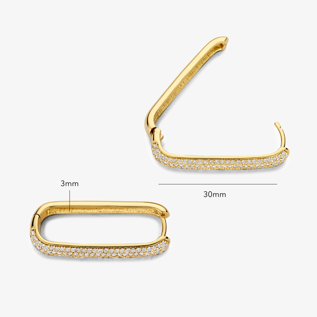 Hoop earrings with large pave icons | Gold