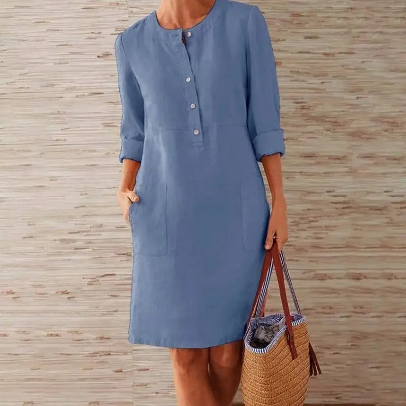 Maria | Long Sleeve Linen Dress