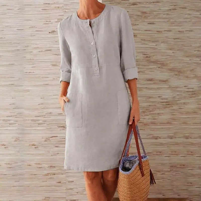 Maria | Long Sleeve Linen Dress