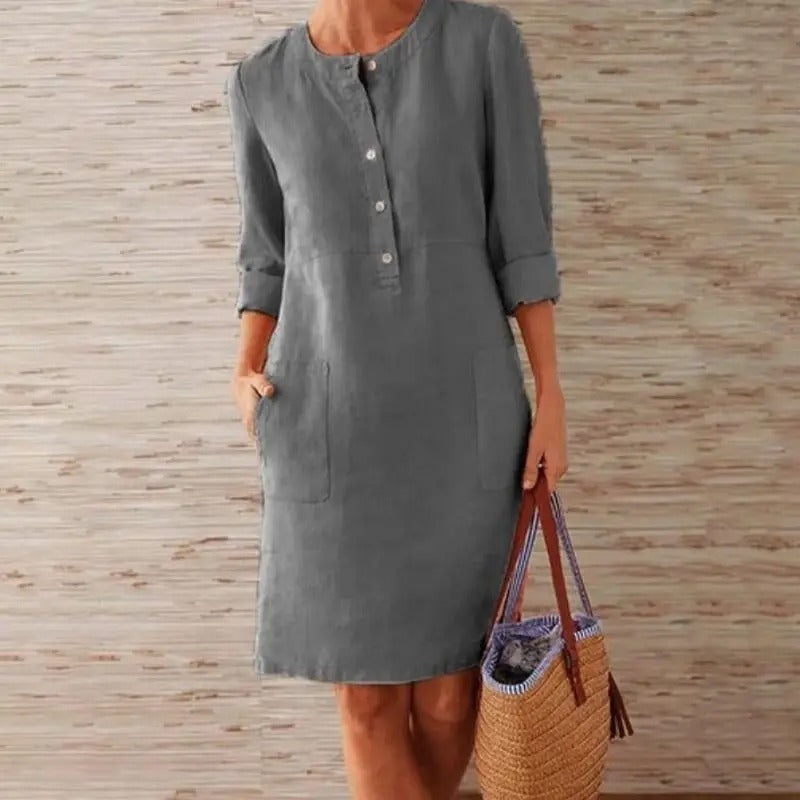 Maria | Long Sleeve Linen Dress