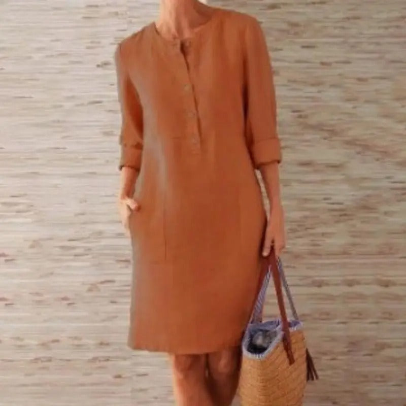 Maria | Long Sleeve Linen Dress