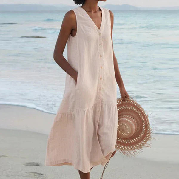 Luna Vela | V-Neck Sleeveless Shirt Dress