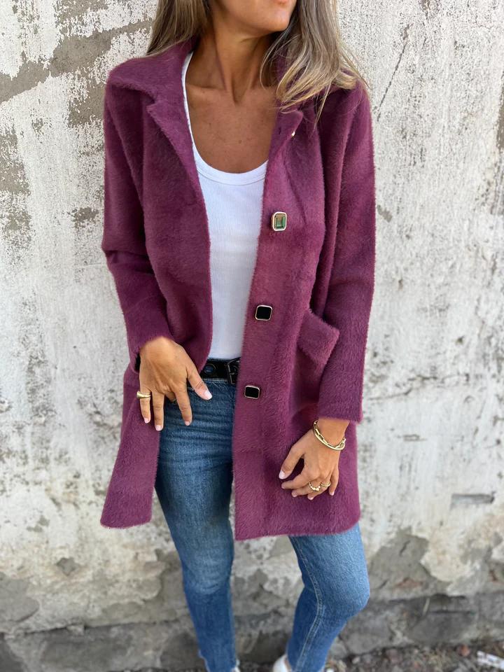 MARCE | Casual single-button coat in thick fabric with lapels