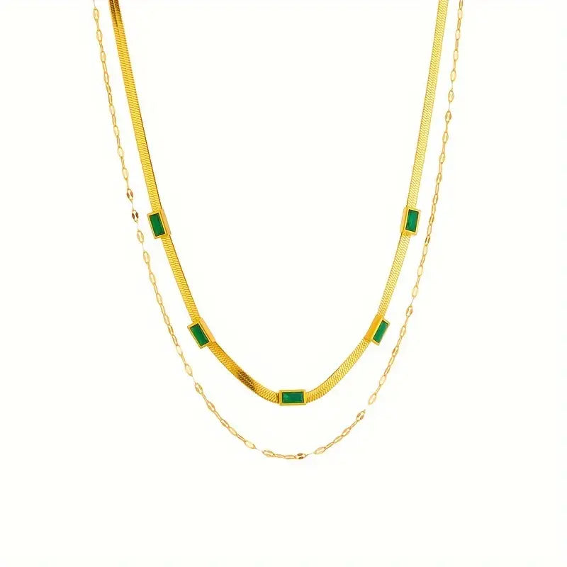 Sorella Gem Double Layer Retro Style Necklace | Gold