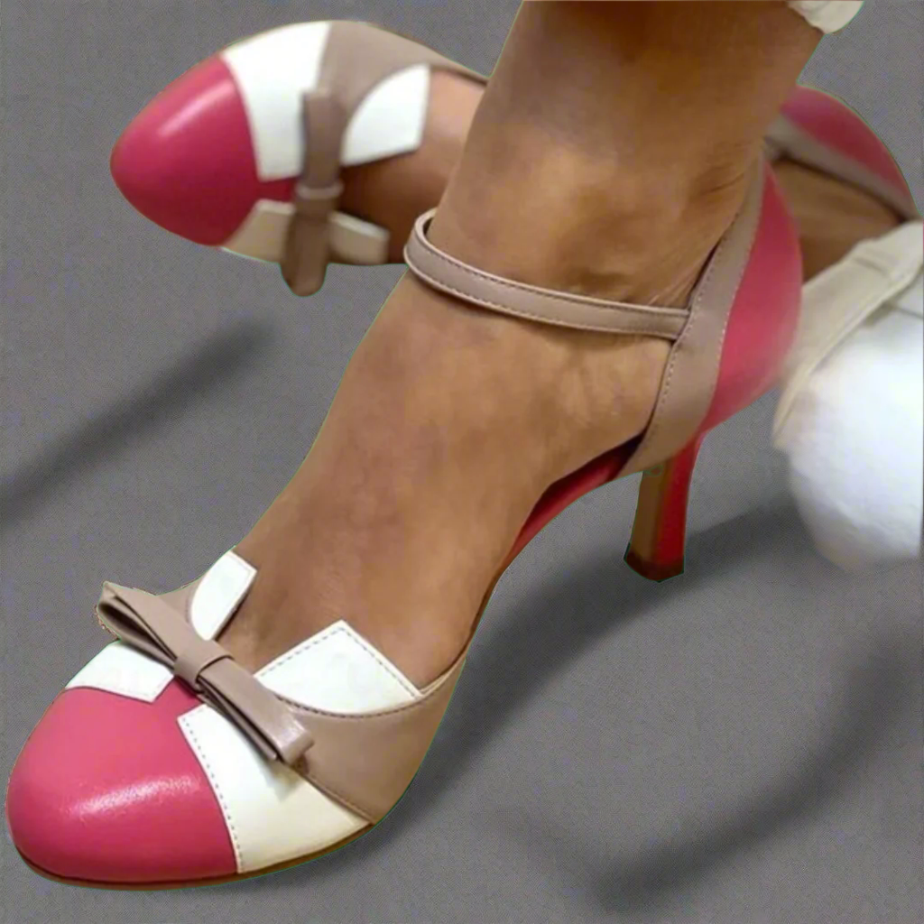 Olivia - Colourful sandals with bow and strap, round toe