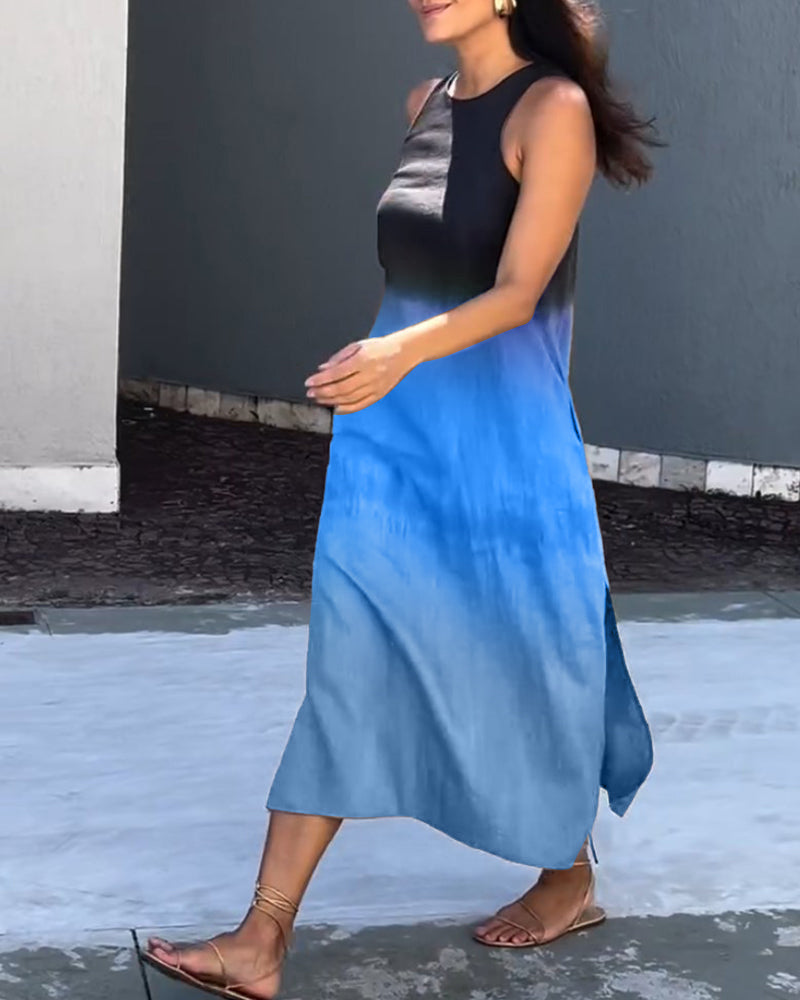 Anette | Sleeveless, Round Neck Gradient Dress