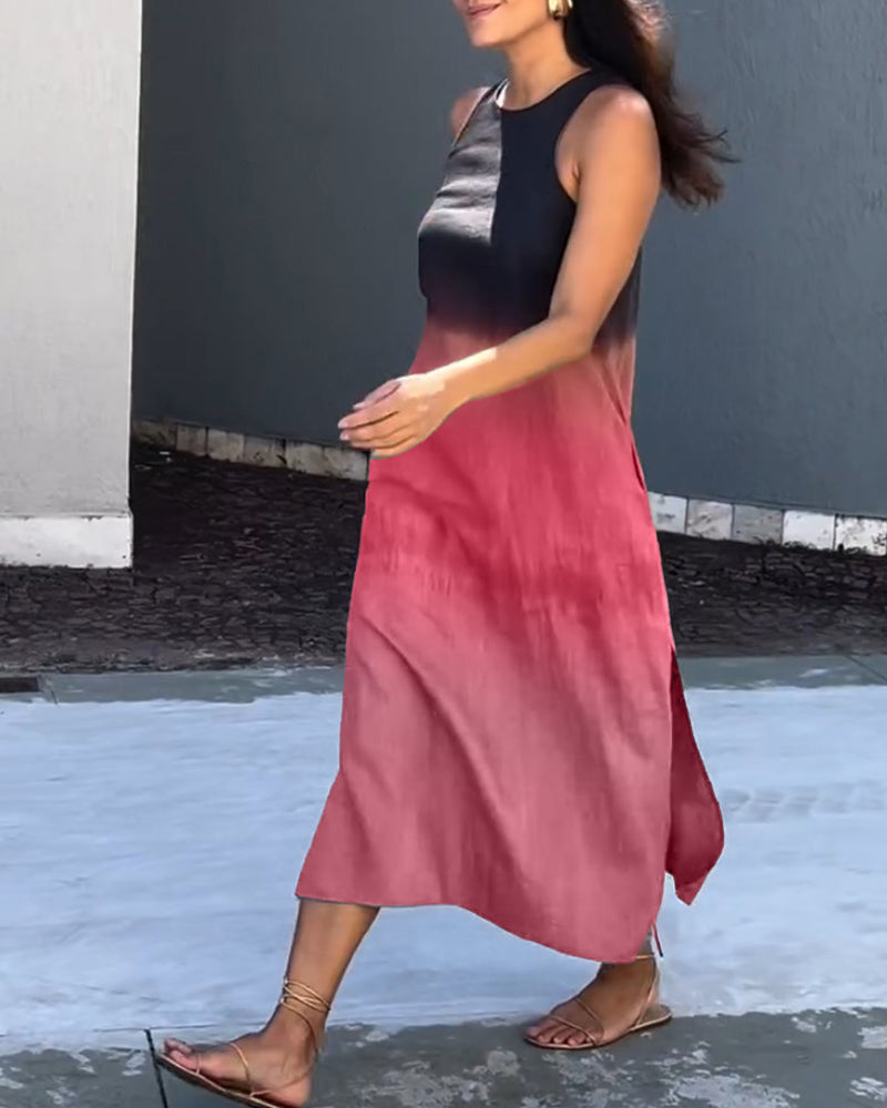 Anette | Sleeveless, Round Neck Gradient Dress