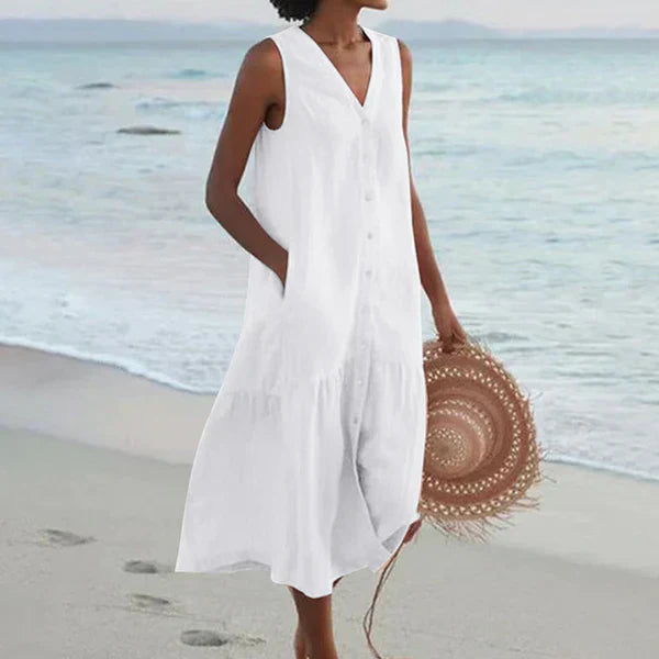 Luna Vela | V-Neck Sleeveless Shirt Dress