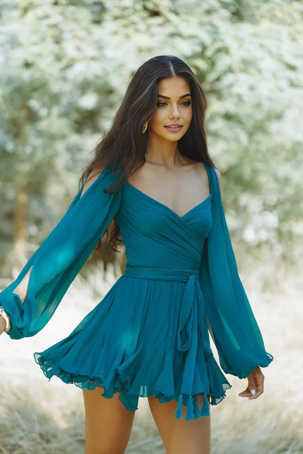 Women's Elegant Mini Dress with Integrated Shorts