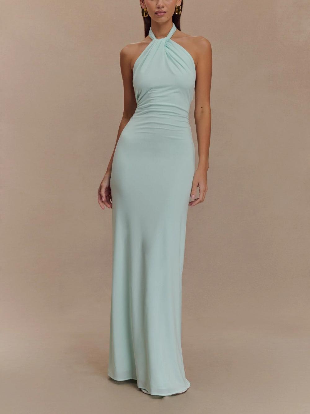 Celeste | Fitted Maxi Dress with Halter Neck