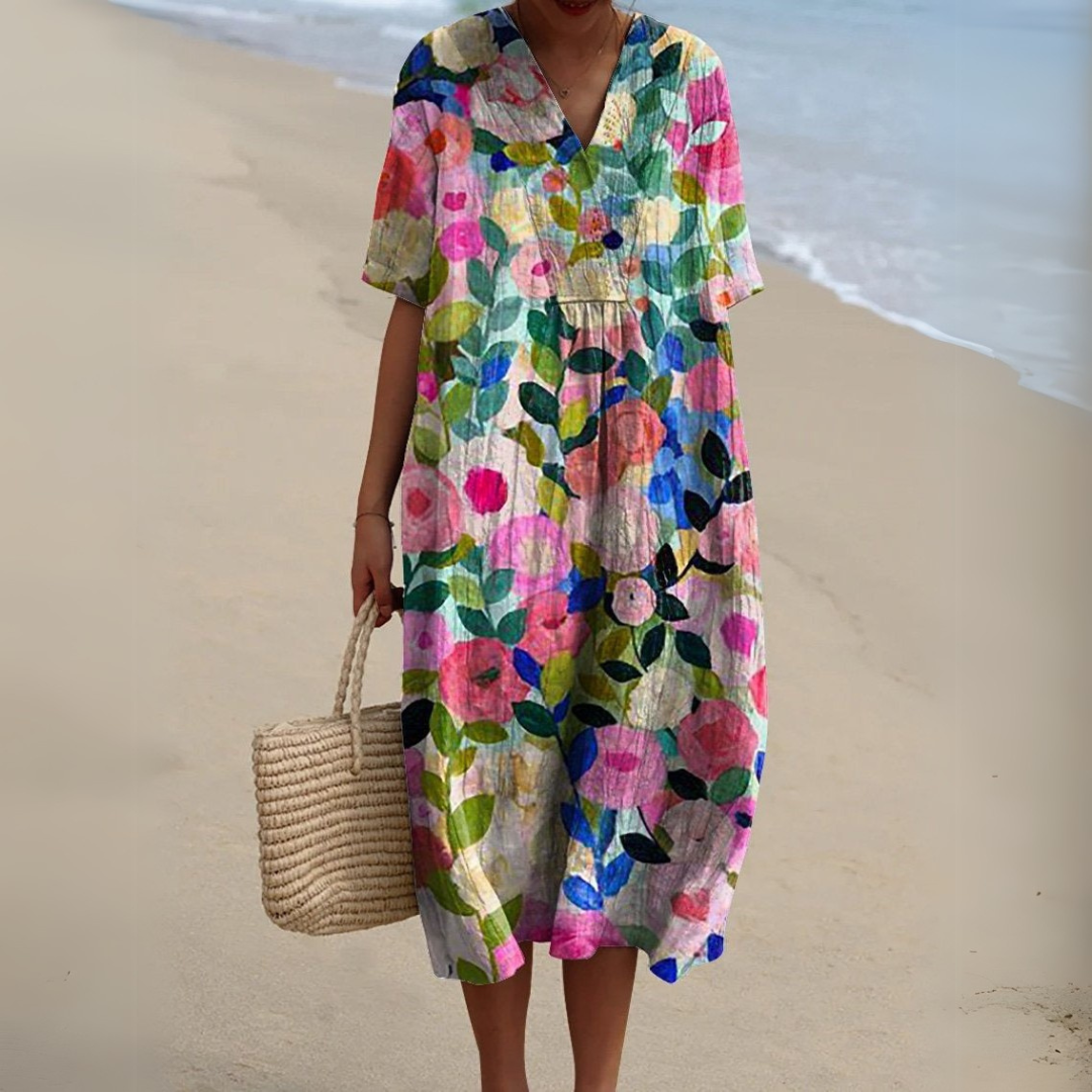 Audrey - Elegant Floral Pattern Dress