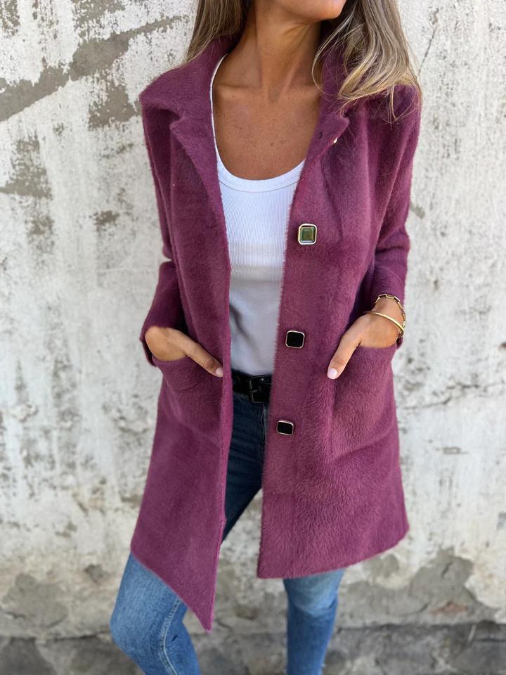MARCE | Casual single-button coat in thick fabric with lapels
