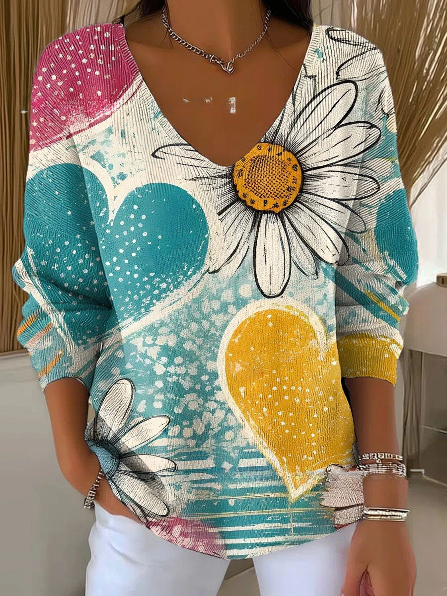 Béatrice – Colourful V-Neck Sweater